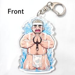 Rule 34 | 1boy, bara, beads, blush, bulge, charm (object), cowboy shot, fundoshi, hairy, japanese clothes, male focus, merchandise available, muscular, muscular male, navel hair, original, pelvic curtain, prayer beads, praying, second-party source, short hair, solo, standing, stomach, strongman waist, suv (suv032), thick eyebrows, thick thighs, thighs, waterfall shower