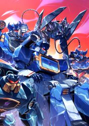 absurdres assault_visor decepticon helmet highres insignia lina_rojas mask mecha mouth_mask red_visor robot science_fiction shoulder_cannon sitting soundwave_(transformers) transformers transformers:_earthspark transformers:_generation_1 transformers_animated transformers_prime