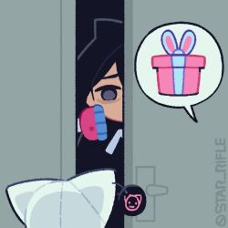 1girl animated ass ass_focus bags_under_eyes earphones fellatio hood hoodie oral star_rifle stuffed_toy tagme thighhighs transgender video