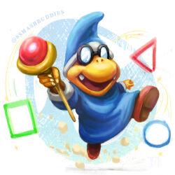 1boy jmarme kamek magic magikoopa male_focus mario_(series) nintendo wand white_background