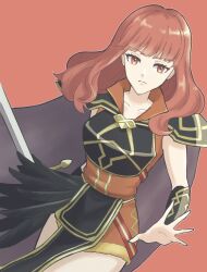Rule 34 | 1girl, armband, armor, black armband, black armor, black feathers, breastplate, cape, celica (fire emblem), celica (warrior princess) (fire emblem), celica (warrior princess) (resplendent) (fire emblem), feathers, fire emblem, fire emblem echoes: shadows of valentia, fire emblem gaiden, highres, holding, holding sword, holding weapon, long hair, nintendo, priestess, princess, red eyes, red hair, red shirt, red shorts, shirt, shorts, shoulder armor, sword, tea6043, warrior, weapon