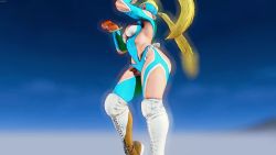 1girl 3d animated ass ass_shake bare_shoulders blonde_hair blue_eyes blue_leotard bouncing_breasts breasts covered_navel curvy dancing domino_mask frilled_leotard frills groin hat highleg highleg_leotard jiggle jumping large_breasts leotard lips long_hair mask paw_pose rainbow_mika ryona screencap shiny_clothes sky solo street_fighter street_fighter_v thighs third-party_edit thong_leotard twintails very_long_hair video wide_hips