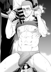 Rule 34 | 2boys, abs, after fellatio, anal, anal beads, anal object insertion, bar censor, bara, bare pectorals, blush, bulge, censored, clothes lift, cum, cum on body, cum on male, erection, erection under clothes, facial, greyscale, highres, holding hands, jacket, large pectorals, male focus, male underwear, monochrome, multiple boys, muscular, muscular male, navel, nipples, object insertion, om3632f, open clothes, open jacket, pants, pectorals, penis, sakuragi hanamichi, sex toy, shirt, slam dunk (series), solo focus, squatting, tank top, underwear, yaoi