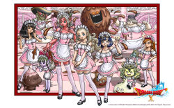 6+girls anlucea apron artist_request aruue black_eyes black_footwear black_hair blonde_hair blue_eyes blue_hair blue_skin blunt_bangs bob_cut border bow breasts character_request chili_(dq10) chocolate chocolate_on_body cleavage colored_skin copyright_logo creature_request curly_hair dragon_quest dragon_quest_x dress earrings fairy_wings fins fish_girl food_on_body frilled_hairband frills fuura_(dq10) goggles goggles_on_head gold_earrings green_eyes green_hair green_skin hair_bow hair_pulled_back hairband hands_on_own_hips head_fins highres hoop_earrings jewelry large_breasts long_hair looking_at_another looking_at_viewer maiyu_(dq10) mary_janes mask mature_female medium_breasts mole mole_under_mouth multiple_girls off_shoulder official_art official_wallpaper orange_hair pink_bow pink_dress plump puffy_short_sleeves puffy_sleeves purple_eyes purple_skin red_skin rizerotta_(dq10) sage_marine seraphy_(dq10) shoes short_sleeves shoulder_spikes slime_(dragon_quest) small_breasts somya_(dq10) sphere_earrings spikes stud_earrings tail thighhighs third-party_source waist_apron white_apron white_border white_hair white_thighhighs wings yellow_skin zettai_ryouiki