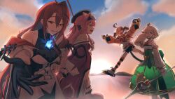 absurdres ahoge animal_ears blonde_hair blue_fire blue_hair breasts brown_hair cecilia_immergreen cecilia_immergreen_(1st_costume) colored_inner_hair doll_joints elisbian elizabeth_rose_bloodflame elizabeth_rose_bloodflame_(1st_costume) fire gigi_murin gigi_murin_(1st_costume) goggles goggles_on_head green_eyes green_hair grey_hair hair_intakes highres holojustice hololive hololive_english huge_ahoge joints long_hair multicolored_hair open_mouth panther_ears panther_girl panther_tail pink_hair raora_panthera raora_panthera_(1st_costume) red_eyes red_hair short_hair smile streaked_hair tail twintails two-tone_hair very_long_hair virtual_youtuber winding_key yellow_eyes