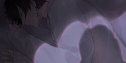 Rule 34 | 1boy, absurdres, androgynous, bed sheet, black hair, closed eyes, closed mouth, cross, cross earrings, earrings, highres, jewelry, latin cross, long sleeves, lying, male focus, mano aaa, mole, mole under mouth, on side, original, profile, short hair, sleeves past wrists, solo, sweater, upper body, white sweater