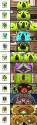 absurdres black_eyes cactus_(plants_vs_zombies) chomper_(plants_vs_zombies) drooling facepaint gatling_pea_(plants_vs_zombies) grave_buster_(plants_vs_zombies) helmet highres mouth_drool mouth_focus multiple_heads mythios no_humans open_mouth oral_invitation peashooter_(plants_vs_zombies) plants_vs_zombies repeater_(plants_vs_zombies) saliva saliva_trail sexually_suggestive sharp_teeth snow_pea_(plants_vs_zombies) split_pea_(plants_vs_zombies) sunflower_(plants_vs_zombies) tangle_kelp_(plants_vs_zombies) teeth threepeater_(plants_vs_zombies) tongue tongue_out twin_sunflower_(plants_vs_zombies)