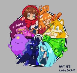 1boy 6+girls ? adventure_time animal_ears animal_nose blue_eyes blue_hair bow cardcaptor_sakura chalk color_wheel color_wheel_challenge colored_skin colored_teeth creeper cupidcry deltarune eating fox_boy fox_ears fox_tail furry furry_male fuuin_no_tsue gloves grey_background grin hair_over_eyes hatsune_miku highres holding holding_paper holding_wand inkling inkling_girl inkling_player_character kinomoto_sakura kinomoto_sakura_(shadowy_night) lumpy_space_princess minecraft multiple_drawing_challenge multiple_girls multiple_tails my_little_pony my_little_pony:_friendship_is_magic nintendo orange_eyes orange_hair paper pony_(animal) princess_luna purple_hair purple_skin red_bow sharp_teeth simple_background smile sonic_(series) splatoon_(series) susie_(deltarune) sweat tail tails_(sonic) teeth two_tails vocaloid wand white_gloves winged_unicorn wings yellow_teeth