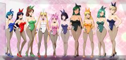 6+girls :o absurdres aged_up aino_minako angry animal_ears aqua_eyes aqua_hair aqua_leotard aqua_shoes armpits award_ribbon bare_shoulders bishoujo_senshi_sailor_moon black_bow black_bowtie black_footwear black_hair black_leotard blonde_hair blue_eyes blue_footwear blue_hair blue_leotard blunt_bangs blunt_ends blush bow bowtie breasts brown_eyes brown_hair chibi_usa cleavage commission commissioner_upload cone_hair_bun crescent crescent_earrings curvy dark-skinned_female dark_skin detached_collar deviantart_username diamond_earrings double_bun earrings eyeshadow fake_animal_ears female_focus flower_earrings full_body gluteal_fold green_eyes green_footwear green_hair green_leotard hair_bobbles hair_bow hair_bun hair_ornament hairband harem high_heels highleg highleg_leotard highres hino_rei holding_hands huge_filesize jewelry kaiou_michiru kino_makoto large_breasts leotard lips lipstick long_hair looking_at_another looking_at_viewer makeup matching_hair/eyes medium_breasts medium_hair meiou_setsuna mizuno_ami mother_and_daughter multiple_girls open_mouth orange_leotard orange_shoes pale_skin pantyhose parted_bangs parted_lips pink_eyes pink_hair pink_leotard pink_shoes playboy_bunny ponytail purple_bow purple_bowtie purple_eyes purple_footwear purple_hair purple_leotard rabbit_ears rabbit_tail red_bow red_eyes red_footwear red_leotard sailor_chibi_moon sailor_jupiter sailor_mars sailor_mercury sailor_moon sailor_neptune sailor_pluto sailor_saturn sailor_uranus sailor_venus shame shoes short_hair short_twintails sidelocks smile standing star_(symbol) star_earrings stormfeder strapless strapless_leotard stud_earrings swept_bangs tail ten&#039;ou_haruka thick_thighs thigh_gap thighs tomoe_hotaru tongue tsukino_usagi twintails very_long_hair very_short_hair watermark wavy_hair web_address white_footwear white_leotard wide_hips wrist_cuffs