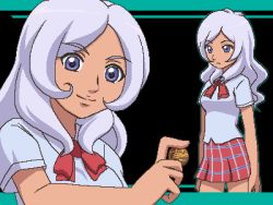 animated animated_gif awa bakugan daisy_makimoto dark_skin lowres oekaki silver_hair