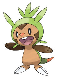 :d animal_focus artist_request bright_pupils chespin full_body gen_6_pokemon highres nintendo no_humans official_art open_mouth pokemon pokemon_(creature) pokemon_focus pokemon_xy simple_background smile solo standing teeth third-party_source upper_teeth_only white_background white_pupils
