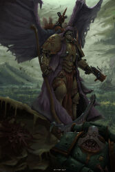 armor artist_name bad_deviantart_id bad_id bad_source body_horror breastplate bug chaos_(warhammer) cloak constricted_pupils couter crotch_plate cuirass damaged death_guard demon_primarch demon_wings feet_out_of_frame fly gauntlets greaves green_armor heavy_bolter highres holding holding_scythe holding_weapon hood hooded_cloak insect landscape leg_armor male_focus mask mortarion mountain orange_eyes outdoors overcast pauldrons pelvic_curtain plague_marine poleyn power_armor primarch rebreather rerebrace respirator scythe shoulder_armor silence_(weapon) skull sky slime_(substance) spikes swarm taz-mar torn_wings warhammer_40k weapon wings