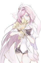 Rule 34 | 1girl, absurdres, black shorts, blue eyes, bouquet, chinese commentary, commentary request, cowboy shot, elysia (honkai impact), flower, highres, holding, holding bouquet, honkai (series), honkai impact 3rd, long hair, pink hair, see-through clothes, see-through veil, short sleeves, shorts, simple background, solo, veil, very long hair, white background, xiao baihua