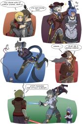 elf energy_sword english_text fencer highres inventor jas&#039;un_xin jedi lady_sarrald lightsaber littlemisscalculated maid noblewoman original pointy_ears ponytail rapier sari_sarrald sith star_wars sword tentacles vayelyth vayelyth_sunshard weapon