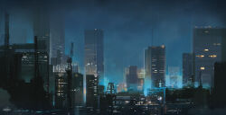 building city cityscape crane_(machine) esuthio night night_sky no_humans original scenery sky skyscraper