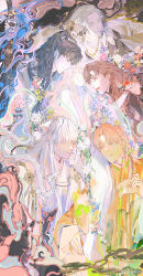 Rule 34 | 1girl, 5boys, anzishen, charlie su, dragon, flower, highres, holding, holding sword, holding weapon, jade (gemstone), jewelry, light and night love, long hair, lu chen, mask, multiple boys, necklace, pine tree, qi sili, ring, sword, tree, weapon, white flower, xia mingxing, xiao yi (light and night love)