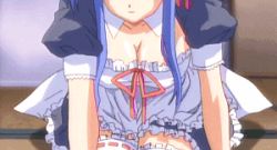 00s 1girl animated animated_gif anime_screenshot bouncing_breasts breasts female_focus lowres maid nerine shuffle! solo thighhighs