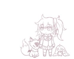 Rule 34 | aiba ami, blue eyes, digimon, digimon (creature), digimon story: cyber sleuth, dorumon, goggles, goggles on head, long hair, monochrome, red hair, sidetail