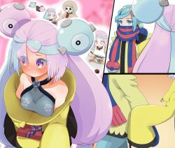 Rule 34 | 1boy, 2girls, absurdres, blue eyes, blush, box, breasts, candy, chocolate, cooking, food, gift, gift box, green hair, grusha (pokemon), highres, iono (pokemon), katy (pokemon), long sleeves, medium breasts, multicolored hair, multiple girls, nintendo, pink eyes, pink hair, pokemon, pokemon sv, poyoxis, scarf, sleeves past fingers, sleeves past wrists, two-tone hair, valentine