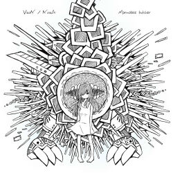 Rule 34 | 1girl, absurdres, album cover, artist request, barefoot, collarbone, copyright name, cover, dot nose, dress, expressionless, full body, greyscale, hair over one eye, highres, long hair, looking at viewer, marmalade butcher (band), monochrome, monster, second-party source, short dress, simple background, solo, song name, standing, straight-on, white background