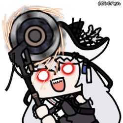 1girl animated animated_gif arknights circular_saw female_focus lowres open_mouth saw seseren sharp_teeth solo specter_(arknights) specter_the_unchained_(arknights) teeth