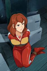 1girl absurdres bad_end barefoot bdsm bondage bound bound_ankles bound_arms bound_legs captured defeat feet game_over highres long_hair lost_one_zero lupin_iii mine_fujiko nail_polish toes