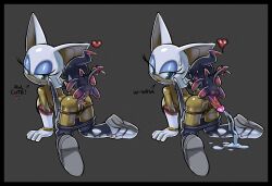 1boy 1girl all_fours anal anal_fluid animal_ears anus ass bat_ears bat_girl bat_wings black_border black_pants black_wings blue_eyes blue_eyeshadow body_fur border breasts chao_(sonic) cleft_of_venus clothes_pull commission cum dark_chao demon_boy ejaculation english_text erection eyeshadow fang floating furry furry_female gloves grey_background grin half-closed_eyes happy_sex heart hetero interspecies looking_at_another looking_back makeup medium_breasts multiple_views official_alternate_costume open_mouth panties pants pants_pull panty_pull penis pussy red_panties rockthebull rouge_the_bat rouge_the_bat_(riders) sex sex_from_behind sharp_teeth shiny_skin shoes short_hair sideways_mouth simple_background size_difference smile sonic_(series) sonic_riders sonic_riders_(series) spoken_heart surprised sweatdrop talking teeth testicles topless_female underwear white_footwear white_fur white_gloves white_hair wings