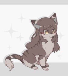animal animal_ear_fluff animal_focus animalization blush brown_eyes brown_fur brown_hair cat closed_mouth full_body haneko0216 idolmaster idolmaster_million_live! kitazawa_shiho long_hair no_humans sitting