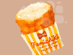Rule 34 | bird, bow, bowtie, chicken, chicken (food), commentary, famichiki, food, food wrapper, fried chicken, grey background, highres, hisachan55cute, original, pixel art, simple background, steaming food