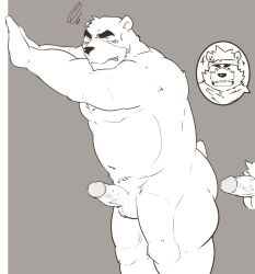 +++ 2boys animal_ears armpit_hair ass bandana bara bare_pectorals bear_boy bear_ears belly biceps blush clenched_teeth closed_eyes commentary_request donkan_(goujuyu) erection furry furry_male hand_on_wall highres imminent_anal imminent_penetration incest juuichi_mikazuki kenji_mikazuki laughing looking_at_another looking_back looking_to_the_side male_focus morenatsu multiple_boys muscular muscular_male navel open_mouth pectorals penis plump smile speech_bubble spoken_character squiggle teeth testicles veins veiny_penis yaoi