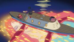 animated bad_tag boat breast_focus breasts close-up flying fujimoto gake_no_ue_no_ponyo giant giantess grandmanmare highres mature_female mermaid monster_girl multiple_boys multiple_girls ocean ponyo red_hair sound studio_ghibli tagme tenkuu_no_shiro_laputa video watercraft