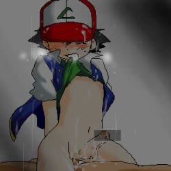 1boy ash_ketchum black_hair erection penis pokemon pokemon_(anime) pokemon_(classic_anime) shota solo