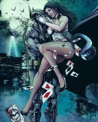 batman batman_(series) bruce_wayne cards_on_floor carrying carrying_person dc_comics hat injustice injustice:_gods_among_us magician top_hat zatanna zatanna_zatara