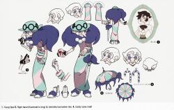 Rule 34 | 1girl, absurdres, aged down, alternate language, artbook, black hair, black nails, bracelet, closed mouth, concept art, dress, english text, feather boa, gloves, hat, highres, holding, holding poke ball, jewelry, mixed-language text, multiple views, nail polish, nintendo, official art, old, old woman, opal (pokemon), poke ball, poke ball (basic), pokemon, pokemon swsh, scan, shoes, short hair, single glove, smile, take (takegarou), third-party source, umbrella, white hair