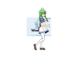 1girl animated animated_gif artist_request dancing futaba_channel green_eyes green_hair long_hair looping_animation me-tan microsoft_windows os-tan solo source_request spinning windows_classic windows_me