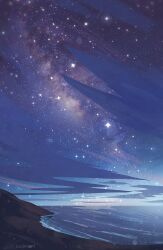 artist_name cloud cloudy_sky galaxy horizon landscape night night_sky no_humans ocean original outdoors scenery shore signature sky surf zandra