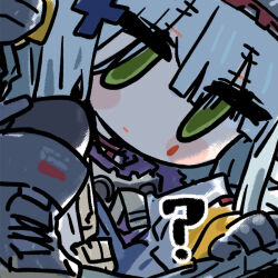 Rule 34 | 1girl, ?, chibi, chibi only, chinese commentary, climbing, clukay (neural cloud), cui pi zha xia qiu, girls&#039; frontline, girls&#039; frontline neural cloud, green eyes, grey hair, hk416 (girls&#039; frontline), jitome, knee up, looking at viewer, official art, second-party source, solo, teardrop