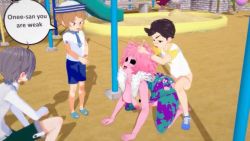 1girl 3boys 3d ahegao animated ashido_mina blush bodysuit boku_no_hero_academia bouncing_ass bouncing_breasts breasts colored_skin doggystyle from_behind grabbing_from_behind horns humping japs8005 koikatsu_(medium) koikatu multiple_boys nipples pink_hair pink_skin sex sex_from_behind shota tagme torn_clothes vaginal video