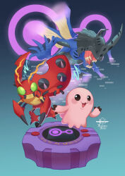Rule 34 | antennae, bug, claws, digimon, digimon (creature), exoskeleton, highres, horns, kabuterimon, mochimon, rhinoceros beetle, sharp teeth, spikes, teeth, tentomon