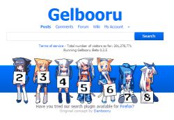 Rule 34 | 2345678, 6+girls, animal ears, counter girls, gelbooru, get, homepage, lowres, multiple girls, screencap, smile, tail, thighhighs