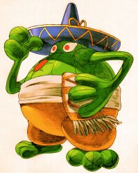1boy amingo bengus cactus capcom colored_skin game_cg green_skin hat highres long_arms male_focus mariachi marvel marvel_vs._capcom marvel_vs._capcom_2 monster_boy non-web_source plant_boy red_pupils scan solo sombrero