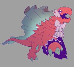 Rule 34 | all fours, blue eyes, digimon, digimon (creature), dimetromon, fins, full body, highres, no humans, open mouth, purple scales, reptile, ridgeone, simple background, solo, white background