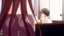 1boy 1girl 2022 20s animated animated_gif ass ass_focus bike_shorts cousins food garden_~takamine-ke_no_nirinka~ hetero incest indoors long_hair surprised sweat tagme takamine_sayuri tomoya_(garden_~takamine-ke_no_nirinka~)