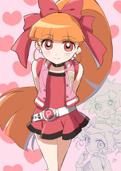 3girls absurdres bow choker dress earrings fingerless_gloves gloves hair_bow highres hyper_blossom jewelry long_hair looking_at_viewer multiple_girls orange_hair pink_vest ponytail powered_buttercup powerpuff_girls powerpuff_girls_z rayuse red_eyes rolling_bubbles short_dress very_long_hair vest