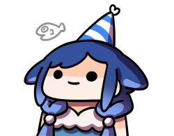 1girl blue_hair caitlin_myers fish hat keenbiscuit long_hair low_twintails original party_hat smile solid_circle_eyes solo twintails upper_body