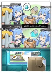 4girls abe_(nikke) block_(minecraft) block_(object) blonde_hair blue_eyes blue_hair blush bodysuit breasts cinderella_(nikke) cleavage clothing_cutout command_block command_input diamond_(gemstone) diamond_(minecraft) dress flower-shaped_hair folded_hair gloves goddess_of_victory:_nikke gretel_(nikke) hair_intakes hansel_(nikke) highres isometric long_hair looking_at_viewer minecraft minecraft_(style) multiple_girls navel old_tales_(nikke) open_mouth ponytail ribbed_shrug siblings smile twins twintails undreaming very_long_hair white_bodysuit white_hair white_pouch