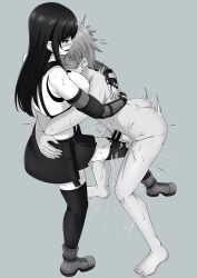 1boy 1girl ball_busting clothed_female_nude_male face_to_breasts hug kneeing nude smasher6446 tifa_lockhart