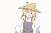 animal_print animated blonde_hair moriya_suwako purple_skirt purple_vest simple_background skirt solo tarumaru touhou vest video yellow_eyes