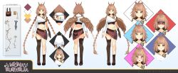 1girl :o absurdres ahoge animal_ears armpit_crease asymmetrical_legwear belt belt_buckle bird_ears bird_wings black_belt black_boots black_gloves black_shorts blunt_bangs blush body_markings boots braid breasts brown_bag brown_hair brown_wings buckle character_name closed_mouth collarbone color_guide cropped_hoodie evil_grin evil_smile feathered_wings feathers freckles from_behind full_body german_commentary gloves grin hair_ornament heart heart-shaped_pupils highres hood hood_down hood_up hoodie lightmotif long_hair long_sleeves looking_at_viewer micro_shorts mismatched_legwear mona_euphelia multiple_expressions multiple_views navel open_mouth owl_ears owl_girl pout red_skirt reference_sheet second-party_source shaded_face shorts simple_background single-shoulder_hoodie single_bare_shoulder single_glove single_sleeve single_thigh_boot skirt smile standing symbol-shaped_pupils tearing_up thigh_boots twin_braids very_long_hair virtual_youtuber white_background white_hoodie wings yellow_eyes yokura_(yukilina)