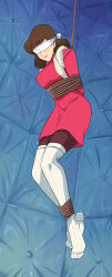 absurdres arms_behind_back bdsm blindfold bondage bound bound_ankles bound_arms breasts brown_hair highres large_breasts lost_one_zero lupin_iii mine_fujiko rope